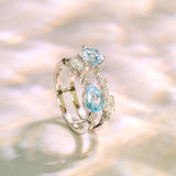4ct Blue Topaz & Diamonds Ring - 18K White Gold