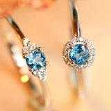 Aquamarine Diamond 18K White Gold Ring