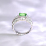 1.27ct Tsavorite Cushion Full Diamond Pave Engagement Ring in 18K Gold