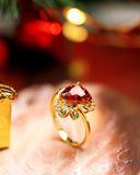 2.84ct Red Tourmaline Diamond Ring - 18K Yellow Gold