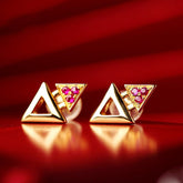 Ruby 18K White Gold Triangle Earrings