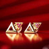 Ruby 18K White Gold Triangle Earrings