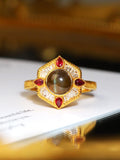 Chrysoberyl Cat's Eye Ring in 18K Gold with Art Deco Design