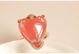 18ct Rhodochrosite Heart Shape Ring in 18K Gold