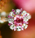 1ct Pink Spinel & White Sapphire Ring - 18K White Gold