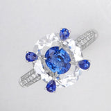 Royal Blue Sapphire & Diamonds Ring in Platinum 950