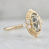 Art Deco Salt & Pepper Oval Rose Cut Diamond 18K Gold Wedding Ring