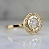 White Diamond Round Rose Cut Diamond Ring in 18K Yellow Gold