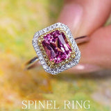 2.5ct Purple Pink Spinel Halo Platinum 950 Engagement Ring