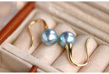 9mm Madama Silver-Grey Pearl Hook Earrings in 18K Yellow Gold