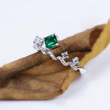 Emerald & Diamond Stackable Engagement Ring in 18K Gold