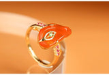 5.1ct Fire Opal Ruby Ring - 18K Yellow Gold
