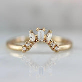 Baguette & Marquise Diamond Chevron Ring in 14K Yellow Gold