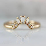 Baguette & Marquise Diamond Chevron Ring in 14K Yellow Gold