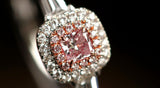 Pink Diamond Cushion Cut Wedding Ring - 18K White Gold