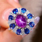 2.99ct Purple Star Sapphire 18K White Gold Ring