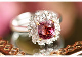 1ct Pink Red Spinel & Diamond Cluster Ring - 18K White Gold