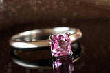 1.15ct Pinkish Spinel Cushion Ring - 18K White Gold