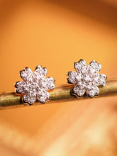 Sakura Design Diamonds Earrings in 18K White Gold