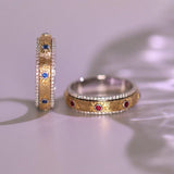 Ruby & Blue Sapphire Ring with Diamonds in 18K Yellow Gold