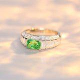 1.27ct Tsavorite Cushion Full Diamond Pave Engagement Ring in 18K Gold