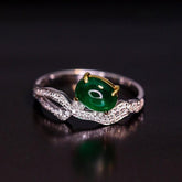 1ct Emerald with Diamond Engagement Ring in 18K Gold