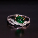 1ct Emerald with Diamond Engagement Ring in 18K Gold