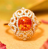 2.13ct Fanta Garnet Diamonds Ring - 18K Yellow Gold