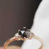 Salt & Pepper Diamond Round Cut 18K Gold Wedding Ring