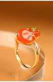 5.1ct Fire Opal Ruby Ring - 18K Yellow Gold