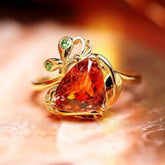 2.84ct Red Tourmaline Diamond Ring - 18K Yellow Gold