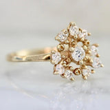Snowflake Cluster Diamond Ring in 18K Yellow Gold