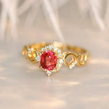 Pinkish Spinel Cushion & Diamond Ring - 18K Yellow Gold