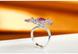 Cluster 2.15ct Pink Sapphire 18K Gold Ring wtih Diamond