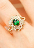 Tsavorite Oval Cut & Diamonds Ring in 18K Yellow Gold