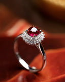 1.5ct Pigeon Blood Ruby Ring with Diamonds in 18K White Gold