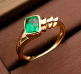 Horizontal Design Tsavorite Ring in 18K Yellow Gold