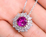 2.25ct Purple Sapphire Round Cut 18K Gold with Diamond Around Ring