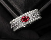 Chaneel Set Diamonds with Ruby Ring in Platinum 950