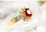 1.2ct Red Spinel Oval & Diamond Granulation Ring - 18K Gold