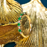 Five Emerald & Diamond Stacking Ring in 18K Yellow Gold