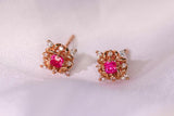 Man Sin Spinel 18K Rose Gold Studs Earrings with Diamonds