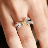 Butterfly Fancy Yellow Diamonds Ring in 18K White Gold