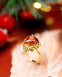 2.84ct Red Tourmaline Diamond Ring - 18K Yellow Gold