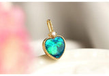 Blue Opal Heart-Shaped Pendant in 18K Yellow Gol
