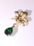 Maple Design Tsavorite Pendant with Diamond in 18K Yellow Gold