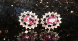 Pink Sapphire 18K White Gold Studs Earrings with Diamonds
