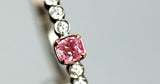 Pink Diamond Cushion Cut Ring - 18K White Gold