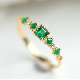 Five Square Cut Emerald Stackable Ring in 18K Yellow Gold