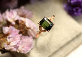 3.5ct Green Tourmaline & Diamond Ring in 18K Yellow Gold